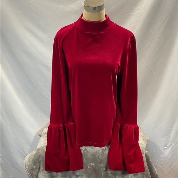 Torn by Ronny Kobo Crimson Velvet Blouse - Picture 1 of 13